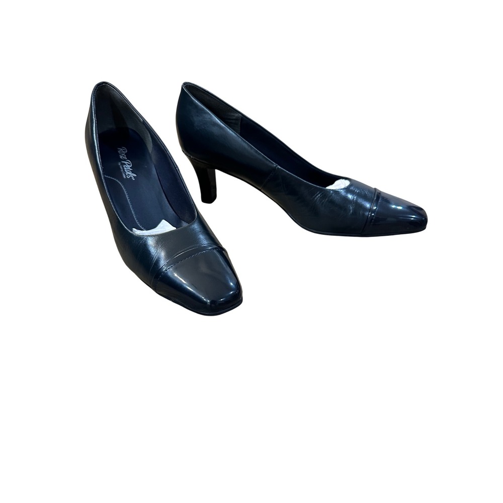 Rose Petals by Walking Cradles Navy Leather‎ Cap Toe Heels Women Size 10 Narrow - Picture 8 of 14